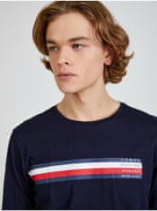 Tommy Hilfiger Tmavě modré pánské tričko Tommy Hilfiger Sliced Bar XXL