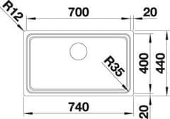 Blanco ETAGON 700-U dřez pod desku hedvábný lesk nerez 524 270 - Blanco