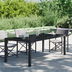 Vidaxl Zahradní stůl černý 190 x 90 x 75 cm tvrzené sklo a polyratan