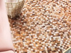 Beliani Hnědý kožený patchworkový koberec 160 x 230 cm TORUL