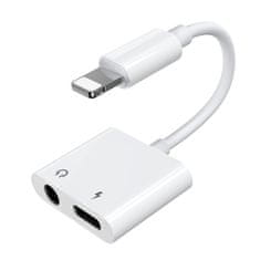 shumee Adaptérový rozbočovač sluchátek iPhone Lightning - Lightning 3,5mm mini jack bílý