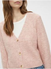 Pieces Světle růžový dámský žebrovaný svetr na knoflíky Pieces Ellen XL