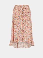 Pieces Růžová květovaná midi sukně Pieces Mayrin XS