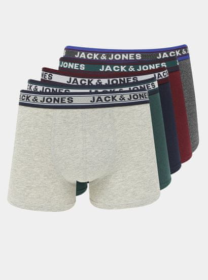 Jack&Jones Sada pěti boxerek v zelené a šedé barvě Jack & Jones Oliver