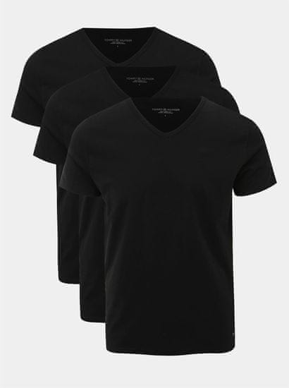 Tommy Hilfiger Sada tří pánských černých triček s véčkovým výstřihem Tommy Hilfiger