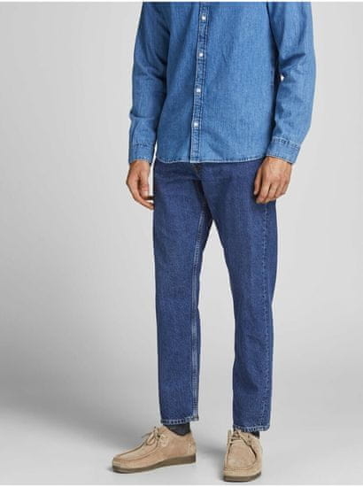 Jack&Jones Modré straight fit džíny Jack & Jones Chris