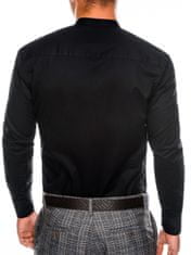 OMBRE Ombre Pánská elegantní košile s dlouhým rukávem K307 - černá - S