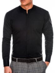 OMBRE Ombre Pánská elegantní košile s dlouhým rukávem K307 - černá - M