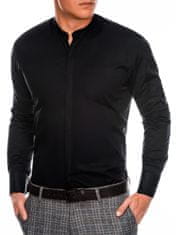 OMBRE Ombre Pánská elegantní košile s dlouhým rukávem K307 - černá - XXL