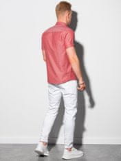 OMBRE Pánská košile s krátkým rukávem K489 - červená - S