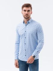 OMBRE Ombre Pánská elegantní košile s dlouhým rukávem K589 - blankytně modrá - M