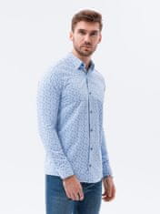 OMBRE Ombre Pánská elegantní košile s dlouhým rukávem K589 - blankytně modrá - XL