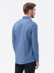 OMBRE Ombre Pánská elegantní košile s dlouhým rukávem K592 - námořnická modrá - L