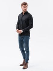 OMBRE Ombre Pánská elegantní košile s dlouhým rukávem K592 - černá - L
