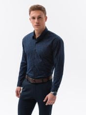 OMBRE Ombre Pánská elegantní košile s dlouhým rukávem K594 - námořnická modrá - L