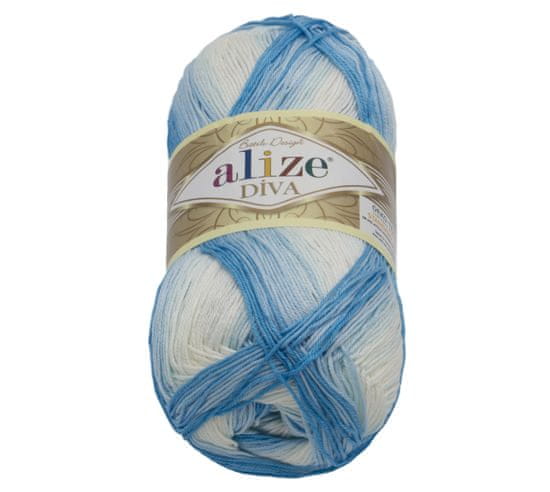 Alize Příze DIVA BATIK - 100g / 350 m - bílá, světlá modrá