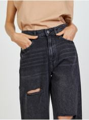 TALLY WEiJL Černé dámské zkrácené široké džíny s potrhaným efektem TALLY WEiJL 38