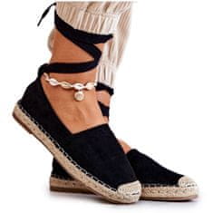 Vázané semišové espadrilky Black Ismanne velikost 37