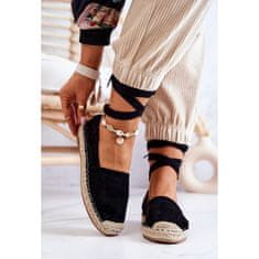 Vázané semišové espadrilky Black Ismanne velikost 41