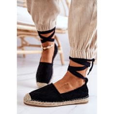 Vázané semišové espadrilky Black Ismanne velikost 41