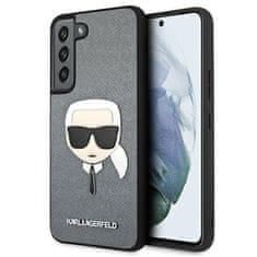 Karl Lagerfeld KLHCS22MSAKHSL hard silikonové pouzdro Samsung Galaxy S22 PLUS 5G silver Saffiano Ikonik Karl`s Head