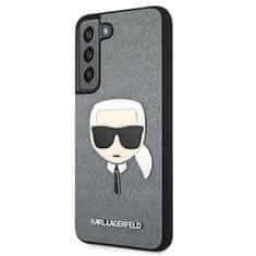 Karl Lagerfeld KLHCS22MSAKHSL hard silikonové pouzdro Samsung Galaxy S22 PLUS 5G silver Saffiano Ikonik Karl`s Head