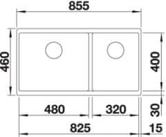 Blanco SUBLINE 480/320-U dřez pod desku černá granit 525 993 - Blanco