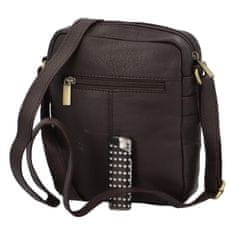 Diviley Pánská kožená crossbody taška s výraznými zipy Tinger, tmavě hnědá