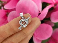 Lovrin Stříbrná sada s kubickými zirkony šperky ve tvaru srdce se šípem přívěsek a náušnice