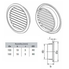 Mikawi Větrací mřížka kulatá d80 mm – bílá – 2 kusy MIKAWI 44-8963
