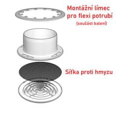 Mikawi Stropní větrací mřížka s límcem d125 mm, síťkou a montážním kruhem, bílá MIKAWI 59-1608
