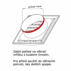 Mikawi Větrací mřížka černá 183x183 / d125 mm s gravitační žaluzií MIKAWI 14-5065