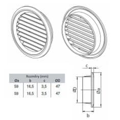 Mikawi Větrací mřížka kulatá d50 mm – bílá – 4 kusy MIKAWI 44-4882