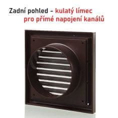 Mikawi Větrací mřížka 140x140 límec d100 HNĚDÁ se síťkou + Spojka d104 jako ukotvení MIKAWI 14-0053S