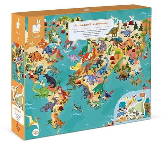 Janod Vzdělávací puzzle Dinosauři 200 dílků