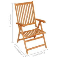 Greatstore Polohovací zahradní židle s poduškami 8 ks masivní teak