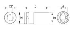 YATO Nástavec 1/2" rázový šestihranný hluboký 20 mm CrMo