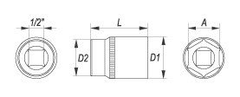 YATO Nástavec 1/2" 30 mm šetihranný