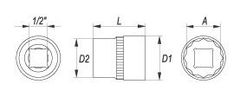 YATO Nástavec 1/2" 16 mm dvanáctihranný