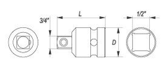 YATO Nástavec adaptér 1/2" - 3/4" rázový CrMo SCM-440