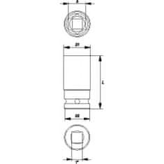 YATO Nástavec 1" rázový šestihranný hluboký 36 mm CrMo