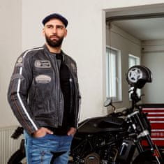 W-TEC Pánská kožená moto bunda Dark Vintage (Velikost: 5XL, Barva: tmavě šedá)