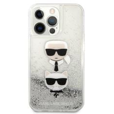 Karl Lagerfeld KLHCP13XKICGLS hard silikonové pouzdro iPhone 13 Pro MAX 6.7" silver Liquid Glitter Karl & Choupette Head