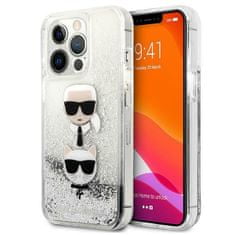 Karl Lagerfeld KLHCP13XKICGLS hard silikonové pouzdro iPhone 13 Pro MAX 6.7" silver Liquid Glitter Karl & Choupette Head