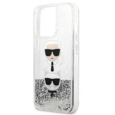 Karl Lagerfeld KLHCP13XKICGLS hard silikonové pouzdro iPhone 13 Pro MAX 6.7" silver Liquid Glitter Karl & Choupette Head