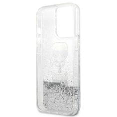 Karl Lagerfeld KLHCP13XKICGLS hard silikonové pouzdro iPhone 13 Pro MAX 6.7" silver Liquid Glitter Karl & Choupette Head