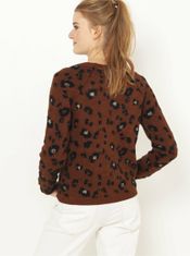 Camaïeu Tmavě hnědý svetr s leopardím vzorem CAMAIEU XL