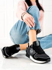 Amiatex Trendy dámské tenisky černé bez podpatku + Ponožky Gatta Calzino Strech, černé, 38