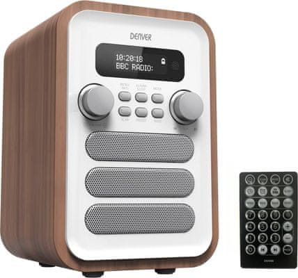  radiopřijímač denver  DAB-48 hezký design reproduktor napájení z elektrické sítě dab fm tuner bluetooth  