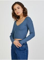 TALLY WEiJL Modrý dámský žebrovaný crop top TALLY WEiJL L